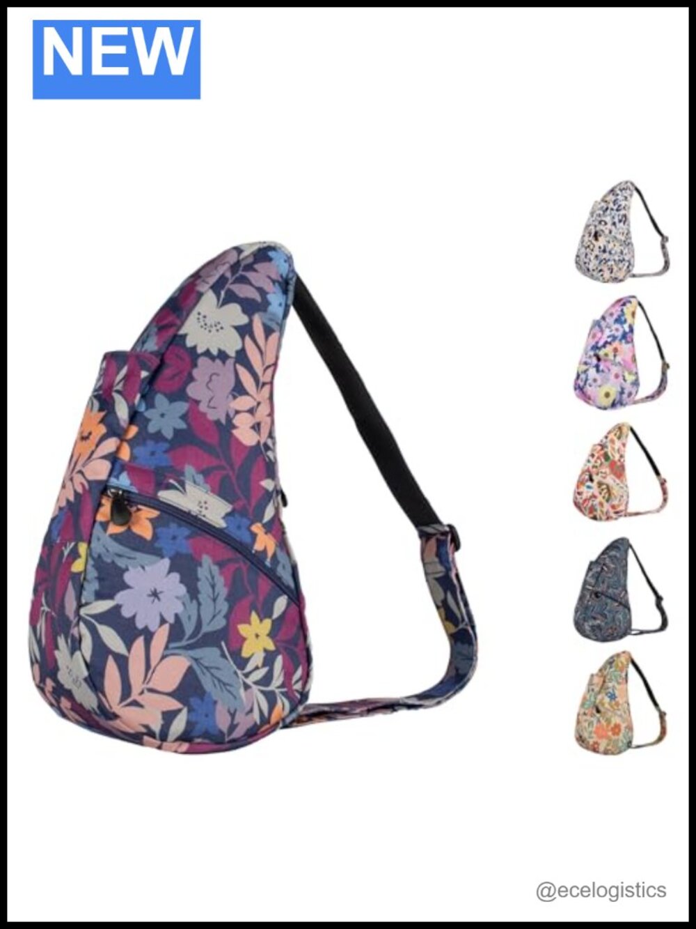 Recycled Polyester Crossbody Sling Bag - Ergonomic Teardrop Shape, 17 Inch